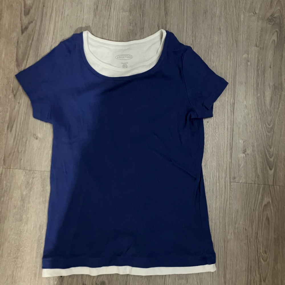 3/$15 Women's Blue and White Top